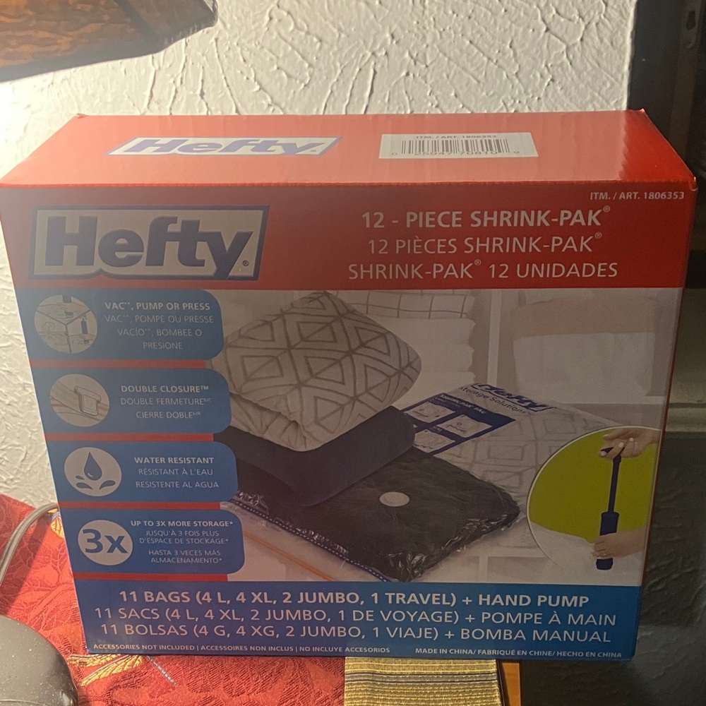 12-Piece Shrink-Pk with Hand Pump - Great way to consolidate to make travel easy